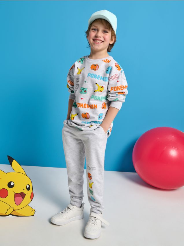 Sinsay - Spodnie dresowe jogger Pokémon - szary