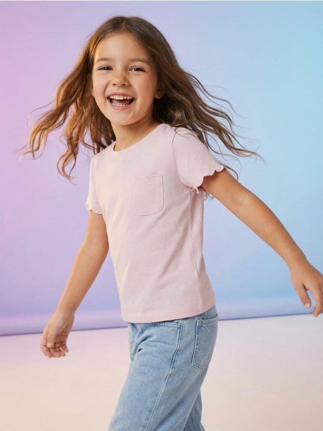 Sinsay - Tricou din bumbac cu mânecă scurtă - violet-orhidee