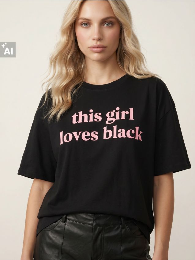 Sinsay - Tricou din bumbac cu inscripție - negru