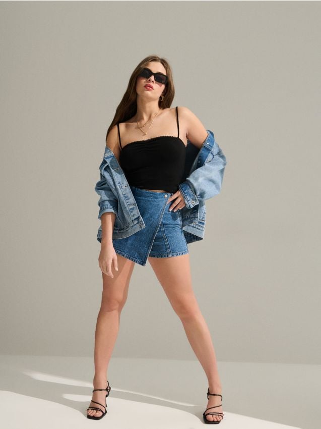 Fustă-pantaloni din denim