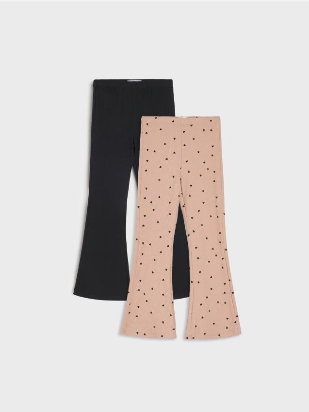 Sinsay - Prążkowane legginsy flare 2 pack - wielobarwny