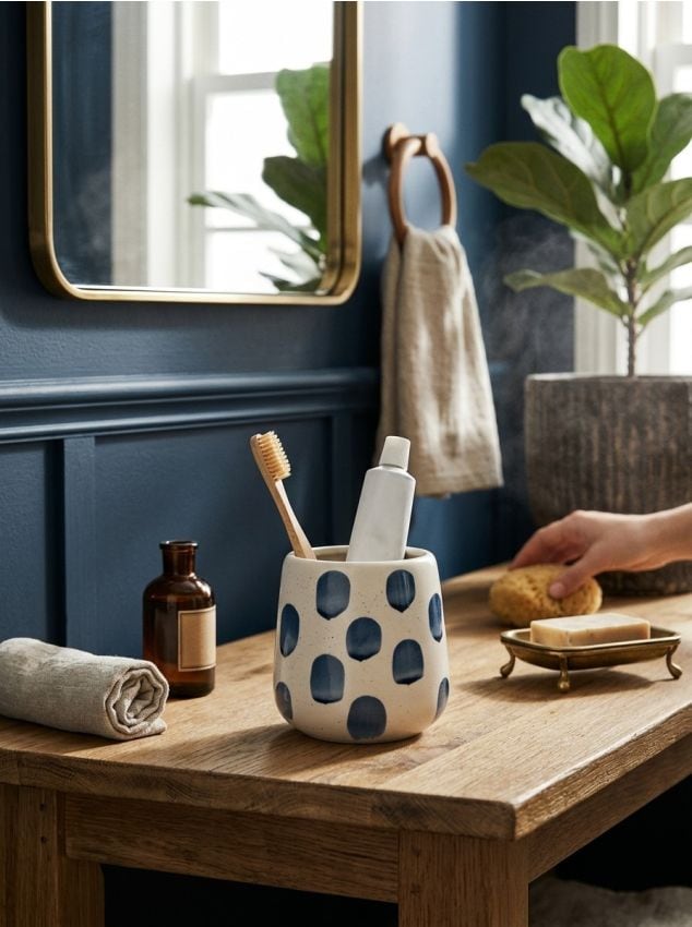 Sinsay - Pahar pentru periuțe de dinți - albastru-pal