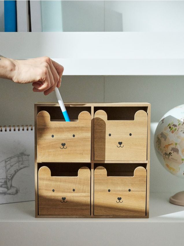 Sinsay - Organizator cu patru sertare și motiv de ursuleț - bej