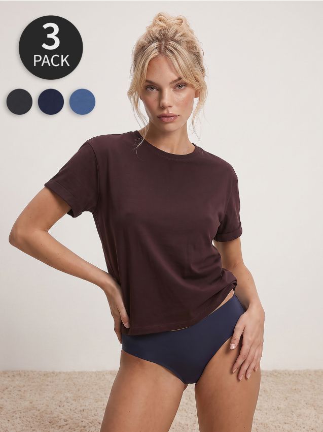 Sinsay - Bezszwowe majtki braziliany 3 pack - wielobarwny