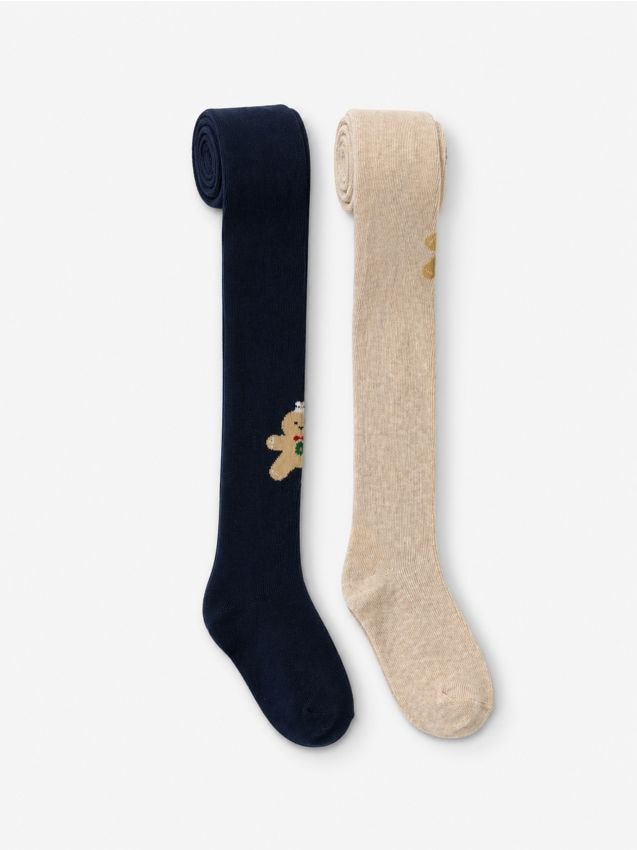 Sinsay - Șosete peste genunchi cu motiv de omuleț din turtă dulce 2 pack - multicolor