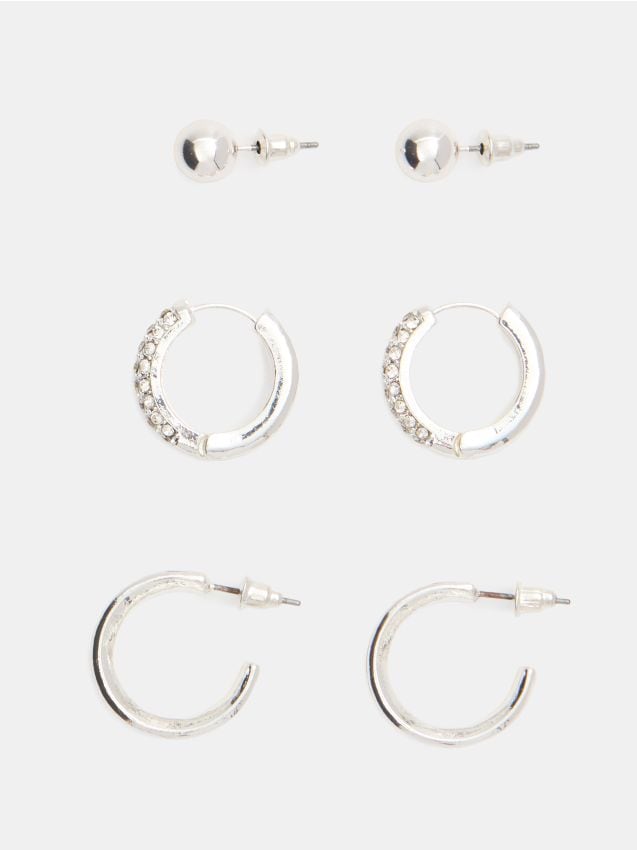 Sinsay - Set de 3 perechi de cercei - argintiu