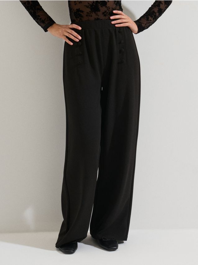 Sinsay - Spodnie straight leg - czarny