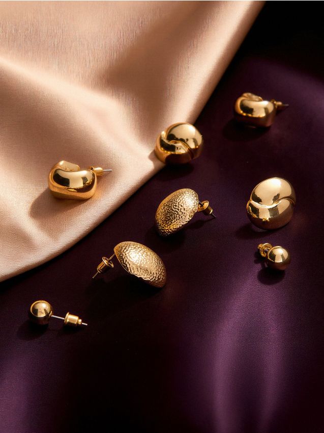 Sinsay - Súprava 4 párov náušníc - zlatá