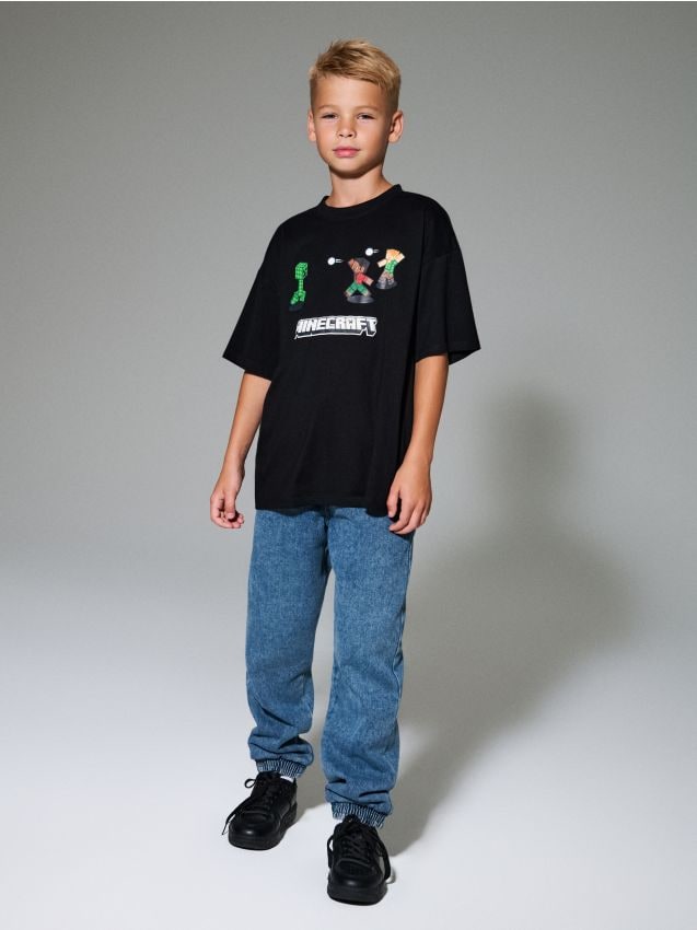 Sinsay - Ocieplane spodnie jogger z polarem wewnątrz - niebieski