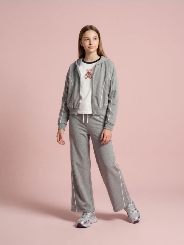 Sinsay - Hanorac sport oversize cu dungi contrastante Active - gri-închis