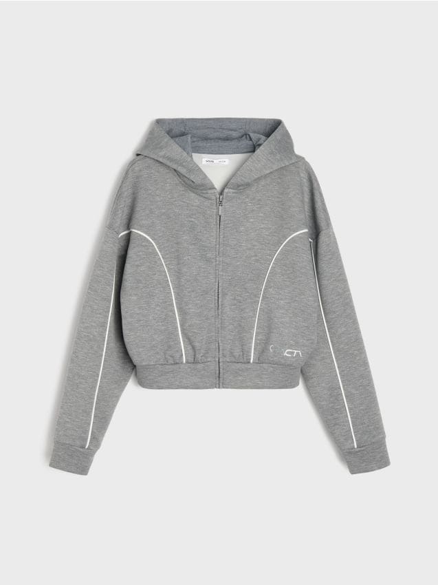 Sinsay - Hanorac sport oversize cu dungi contrastante Active - gri-închis