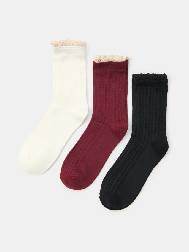 Sinsay - Șosete cu volan 3 pack - multicolor