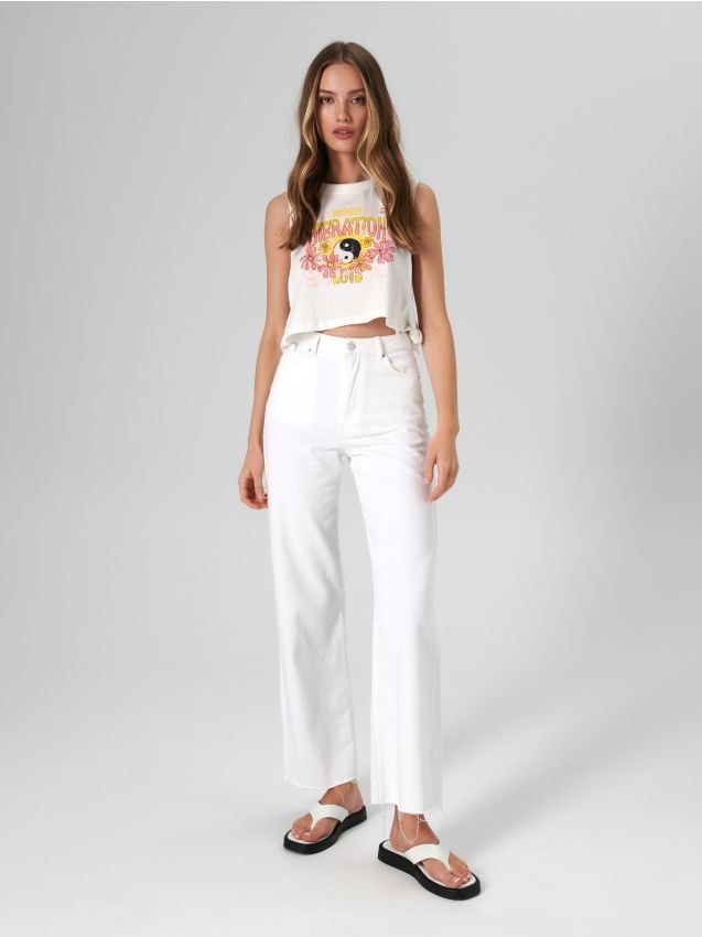 Crop top din bumbac - SINSAY