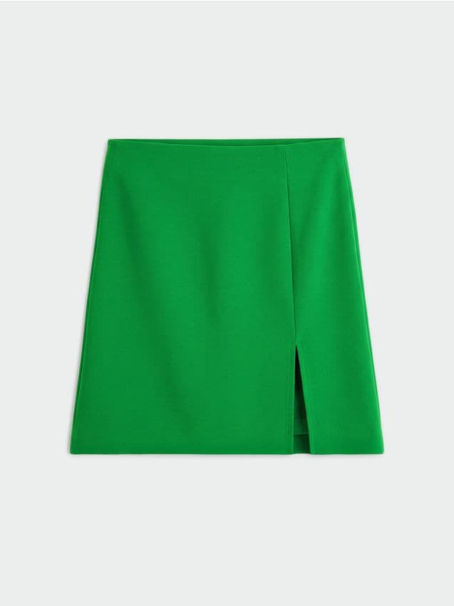 Sinsay - Fustă mini cu despicătură - verde-aprins