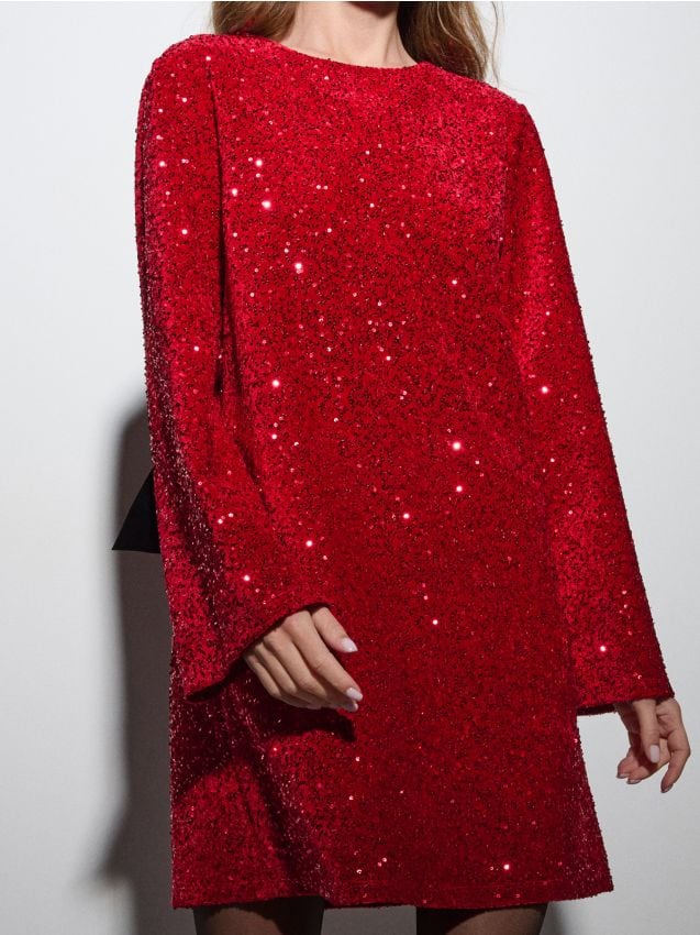 Sinsay Sinsay - Μίνι φόρεμα με παγιέτες - μπορντο