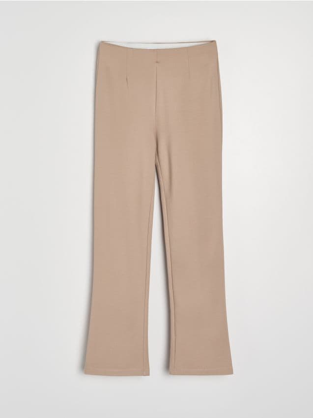 Sinsay - Spodnie straight leg z dzianiny roma - beżowy