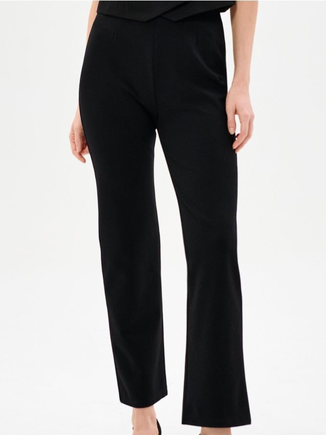 Sinsay - Spodnie straight leg z dzianiny roma - czarny