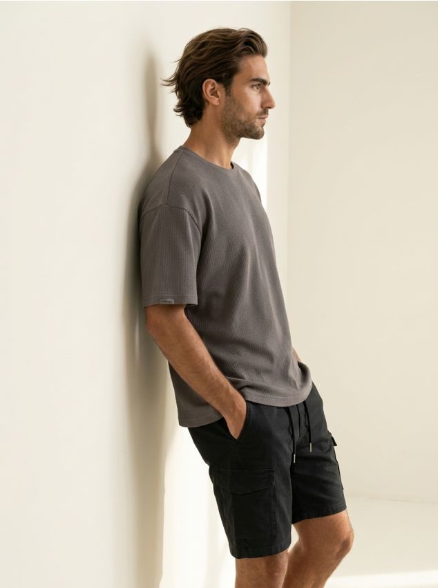T-shirt comfort fit in cotone - grigio medio