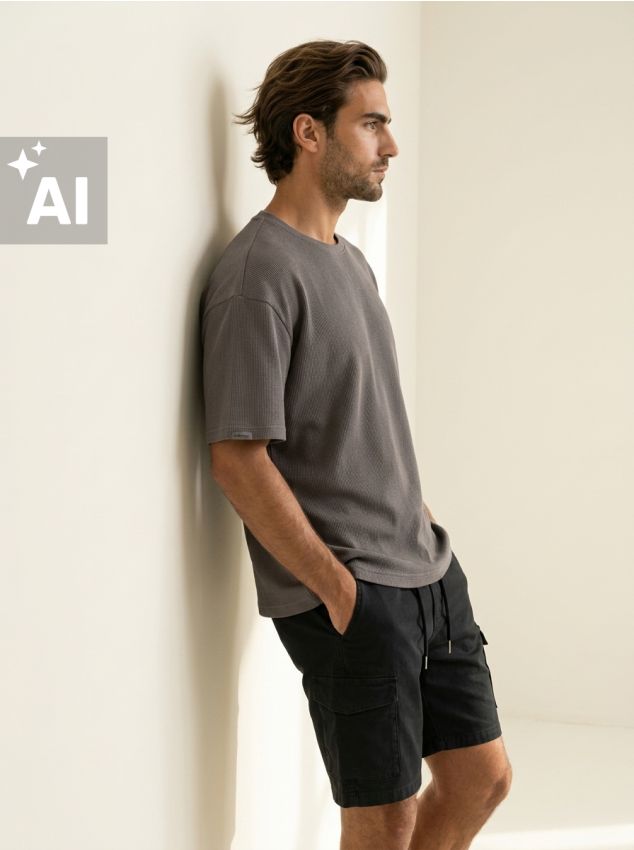 Sinsay - Tricou comfort fit din bumbac - gri-neutru