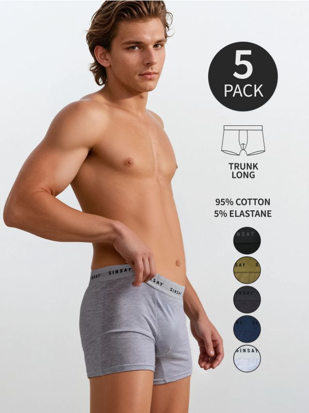 Sinsay - Bawełniane bokserki long 5pack - wielobarwny