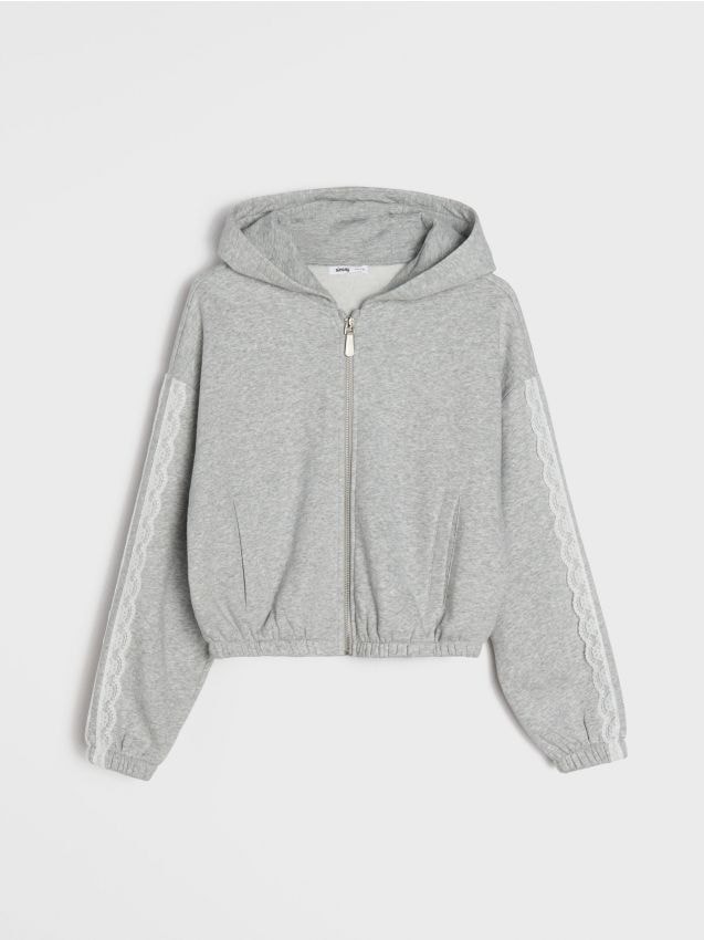 Sinsay - Hanorac cu glugă și fermoar - gri deschis