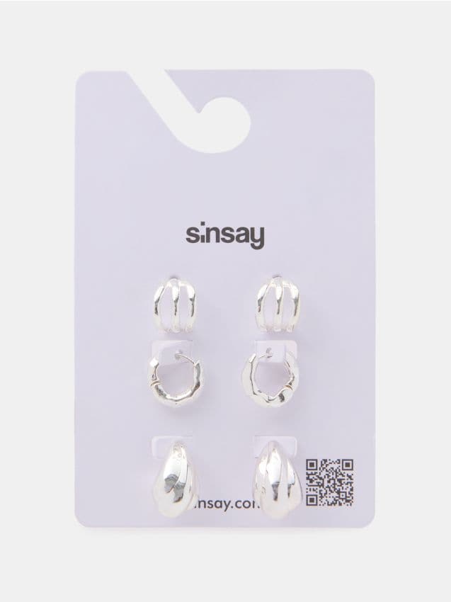 Sinsay - Set de 3 perechi de cercei - argintiu