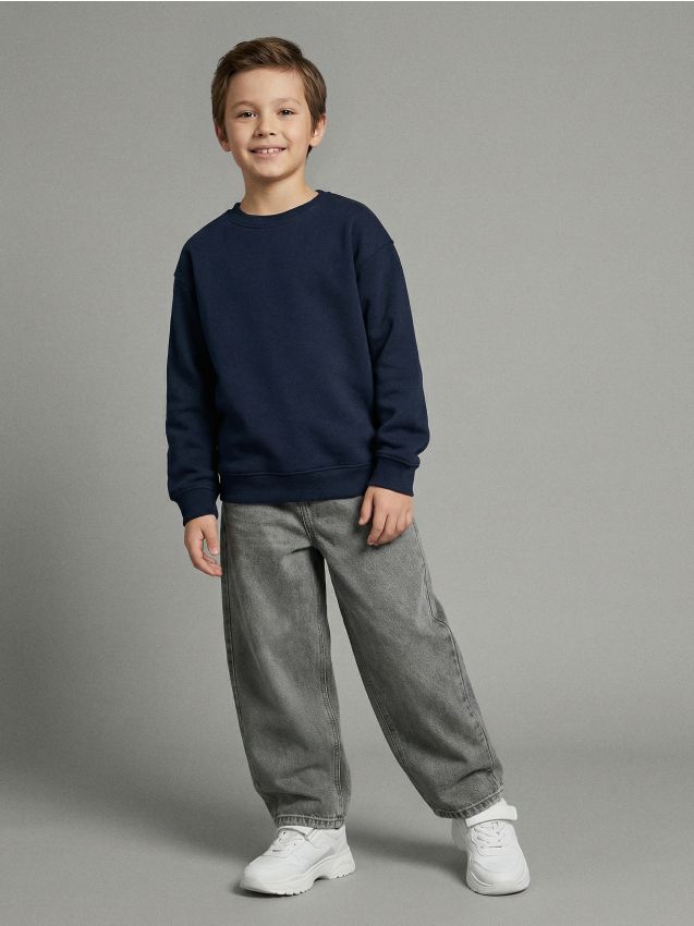 Sinsay - Jeansy baggy z efektem sprania - szary