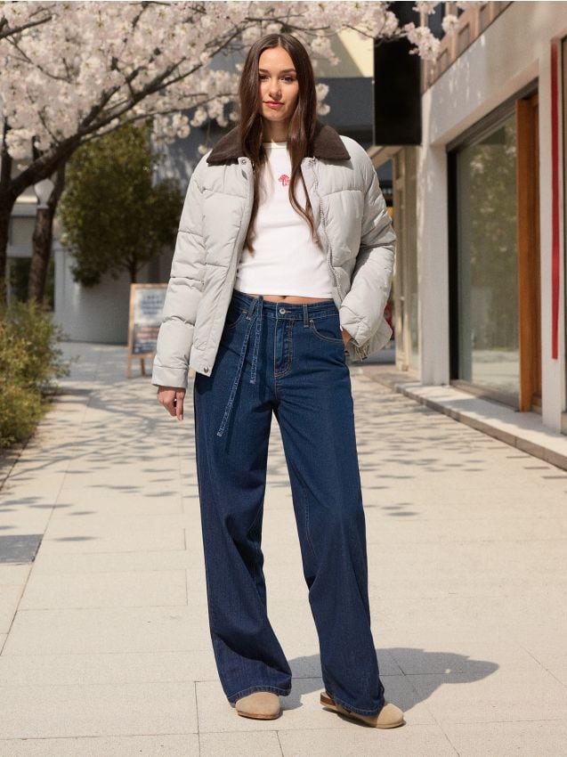 Sinsay - Tričko s dlhými rukávmi - krémová