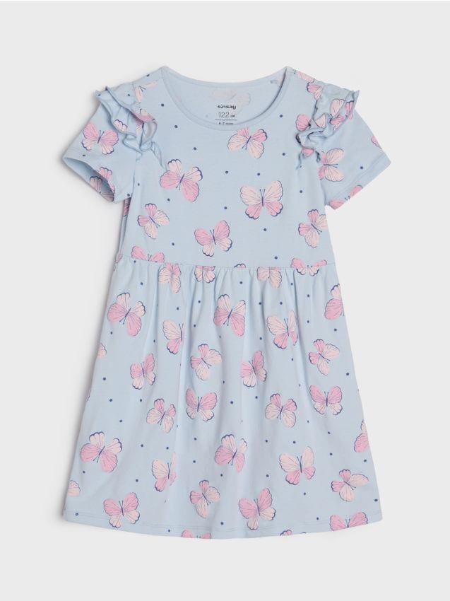 Sinsay - Sukienka dresowa ze wzorem - błękitny