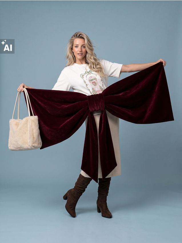 Sinsay - Tricou oversized din bumbac cu imprimeu de Crăciun - crem