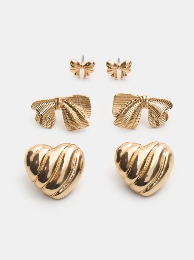 Sinsay - Súprava 3 párov náušníc - zlatá