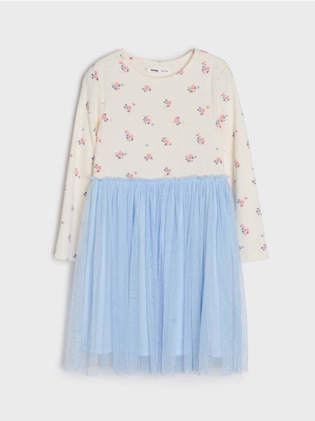 Sinsay - Sukienka mini z tiulowym dołem - wielobarwny