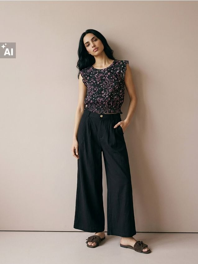 Sinsay - Bluză din viscoză cu imprimeu floral și volane - multicolor