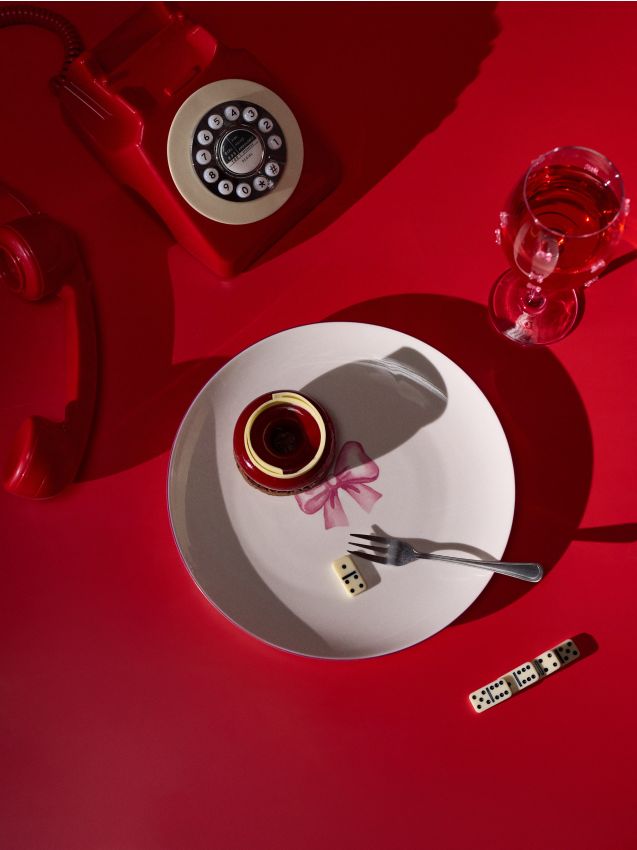 Sinsay - Farfurii ceramice cu motiv fundă, set de 2 - roz