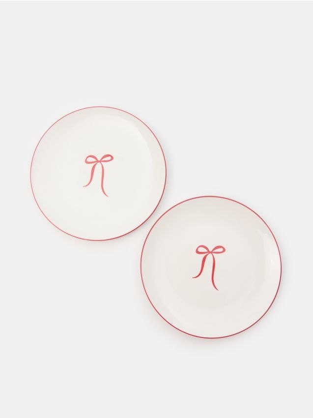 Sinsay - Keramické taniere s vianočným motívom 2 kusy - červená