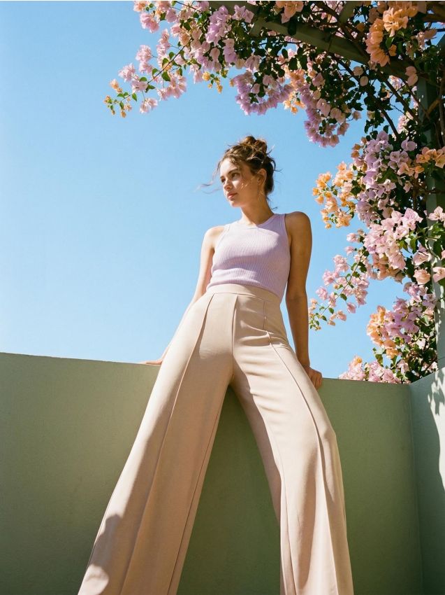 Sinsay - Pantaloni wide leg - bej