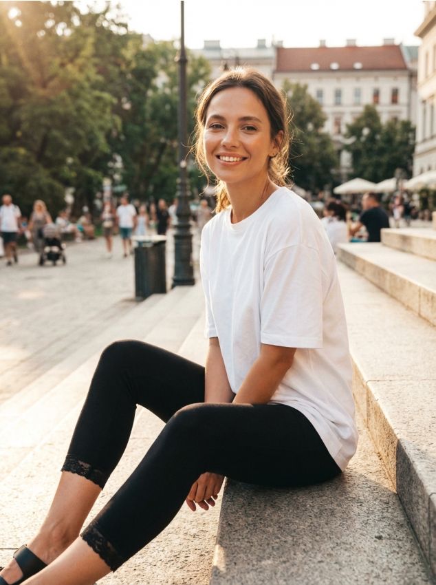 Sinsay - Legginsy capri z koronką - czarny