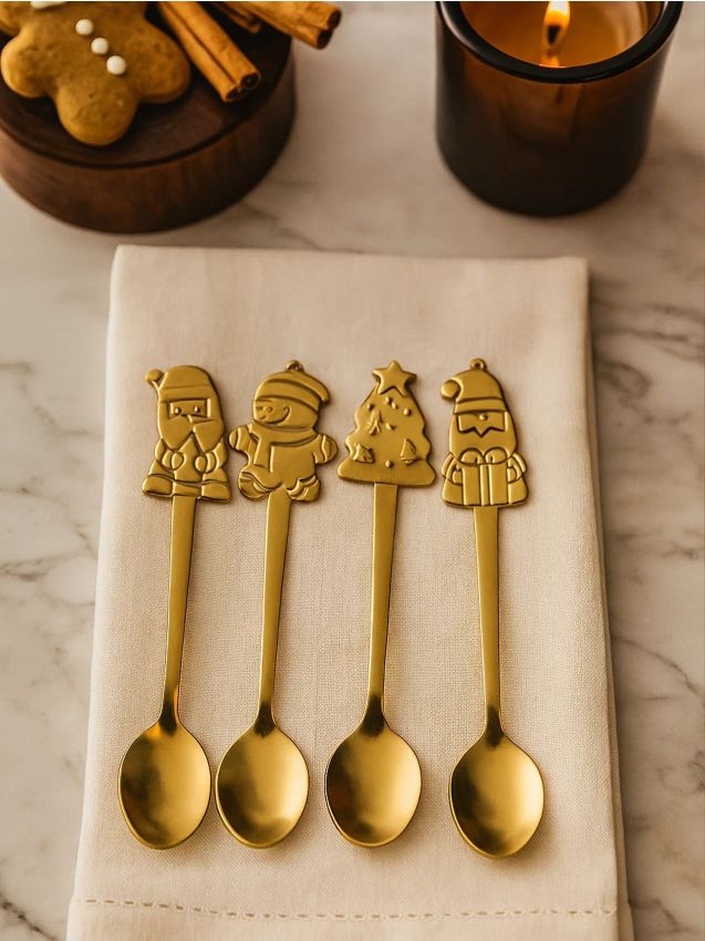 Sinsay - Dekoratívne lyžičky vo vianočnom štýle 4 pack - zlatá