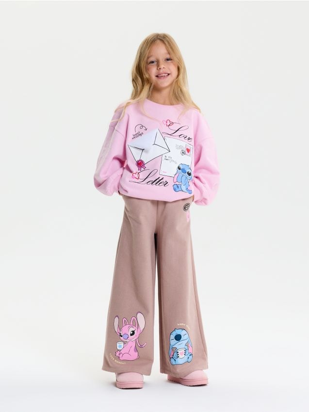 Sinsay - Pamučne wide leg hlače Stitch