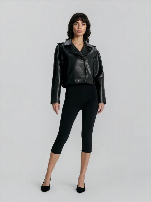 Sinsay - Bawełniane legginsy capri - czarny