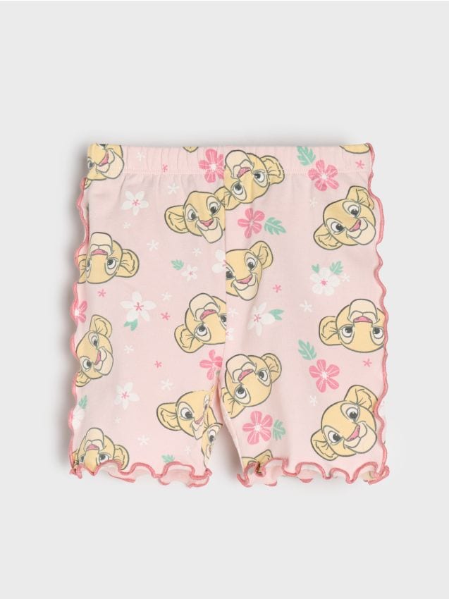 Sinsay - Szorty z kontrastowym wykończeniem z nadrukiem The Lion King - różowy