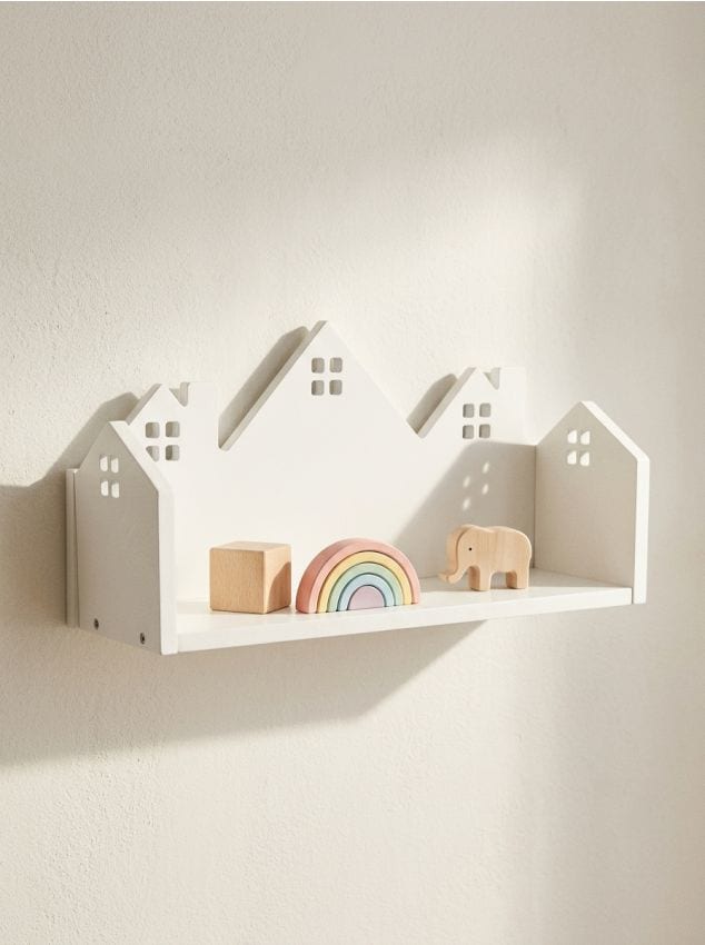 Sinsay - Raft de perete cu motiv de căsuțe - alb