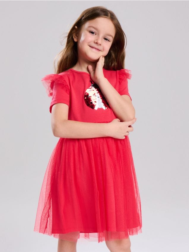 Sinsay - Sukienka z tiulowym dołem - czerwony