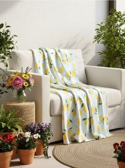 Плед з мотивом лимонів