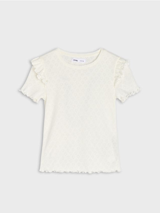 Sinsay - Tricou cu mânecă scurtă cu inimioare - crem