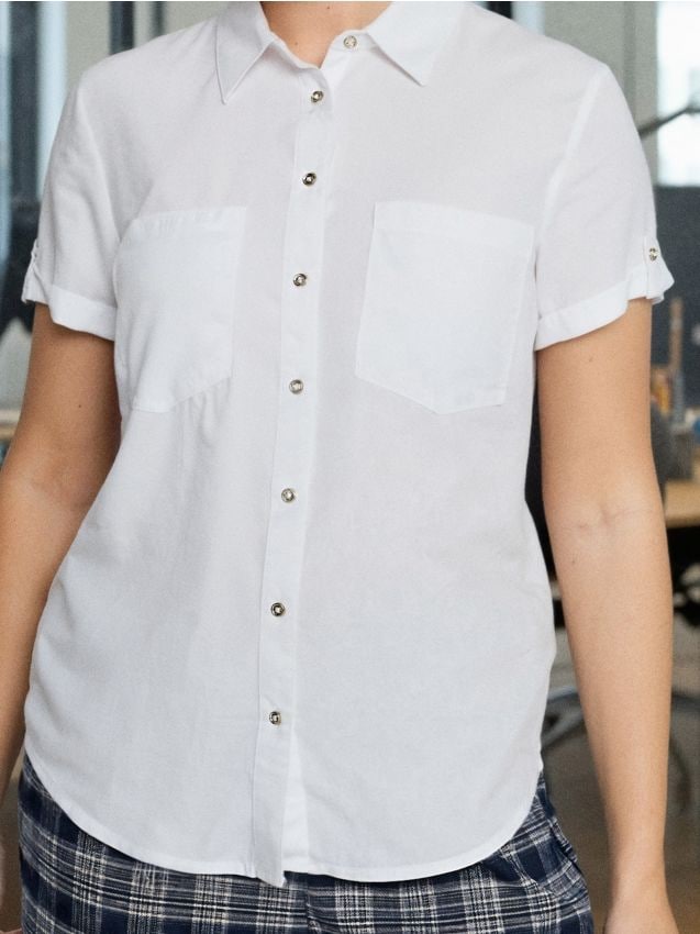 Sinsay - Wiskozowa koszula z krótkim rękawem - biały