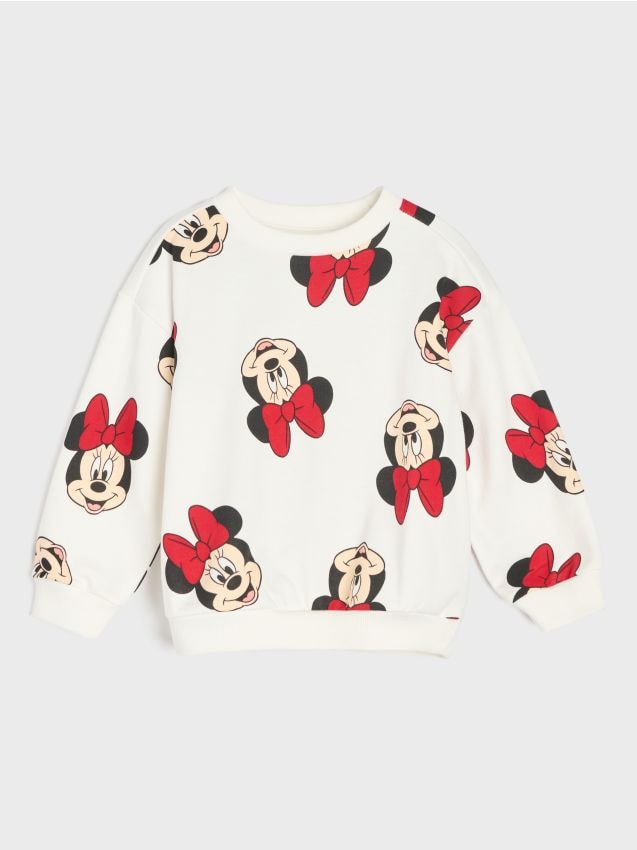 Sinsay - Bluză din bumbac cu decolteu rotund Minnie Mouse - crem