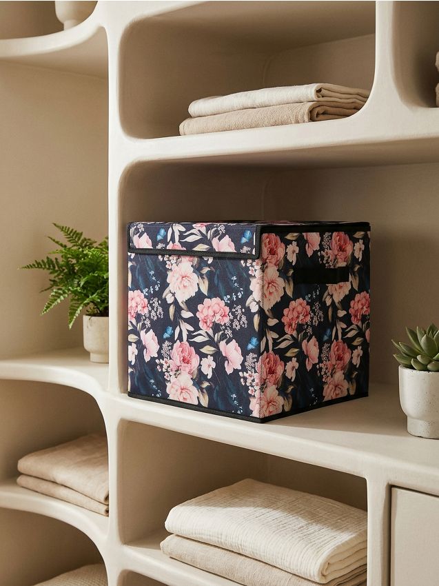 Sinsay - Cutie pliabilă pentru depozitare cu model floral și capac - multicolor