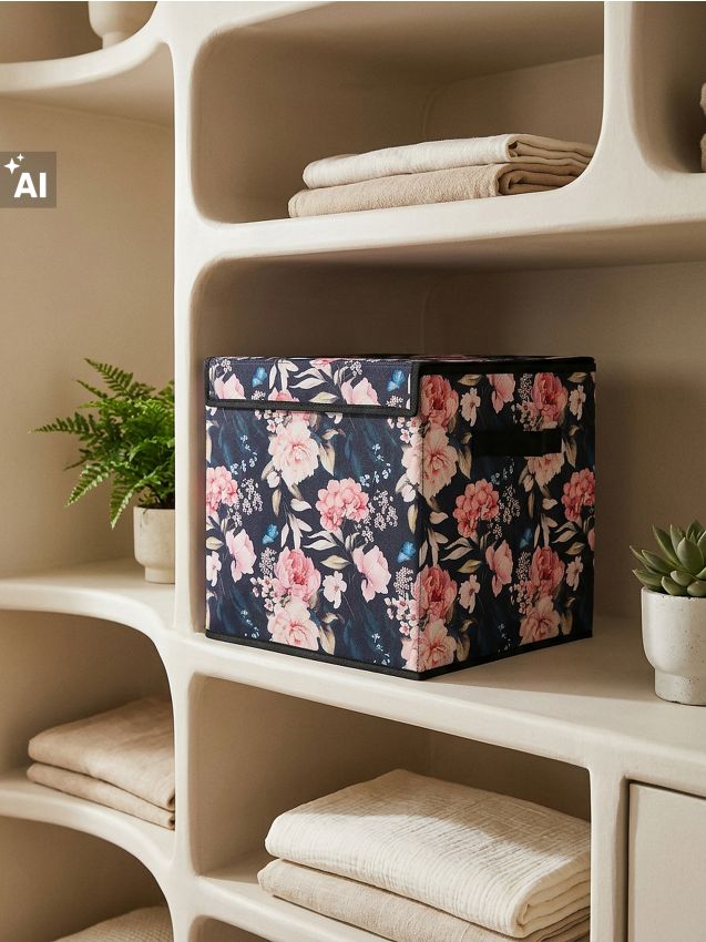 Sinsay - Cutie pliabilă pentru depozitare cu model floral și capac - multicolor