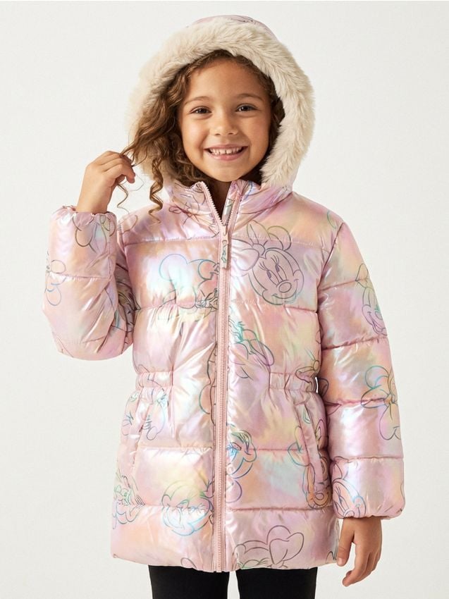 Sinsay - Prešívaná bunda s holografickým efektom Minnie Mouse - popolavá ružová